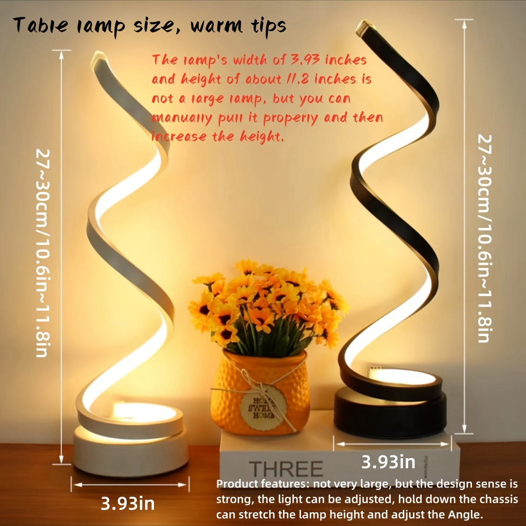 Skanto | Moderne Spiral-Tischlampe – Kreative LED-Schreibtischlampe mit sanftem warmem Licht, perfekt für Schlafzimmer-, Wohnzimmer- und Arbeitszimmer-Dekoration