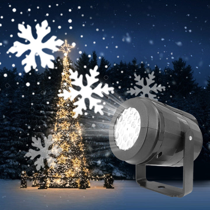 Skanto | LED-Schneeflocken-Weihnachtsprojektor-Lichtshow – Wasserdichte Außenlampe mit 16 Mustern