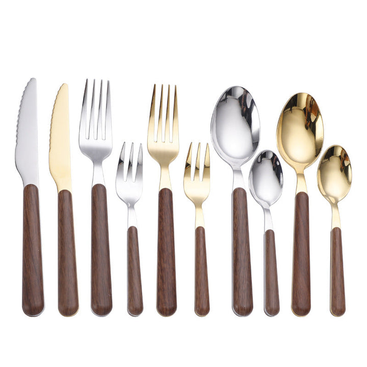 Skanto | Besteckset aus Edelstahl mit Holzmaserung