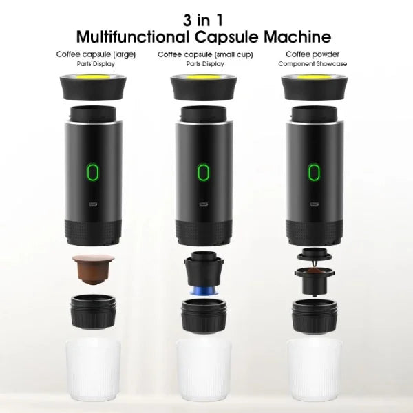 Skanto | Kabellose Espresso-Kaffeemaschine, tragbarer 3-in-1-Kaffeebereiter mit Kapsel- und Pulverfunktion