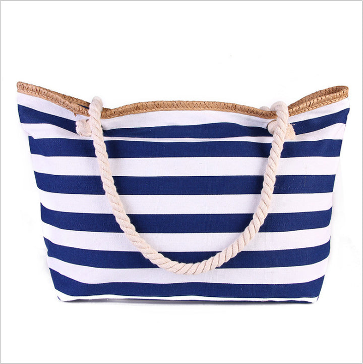 Große Strandtasche mit nautischen Streifen Skanto