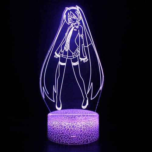 Skanto | Hatsune Miku Niedliche Anime-Cartoon-Lampe mit langen Haaren und optischer Illusion