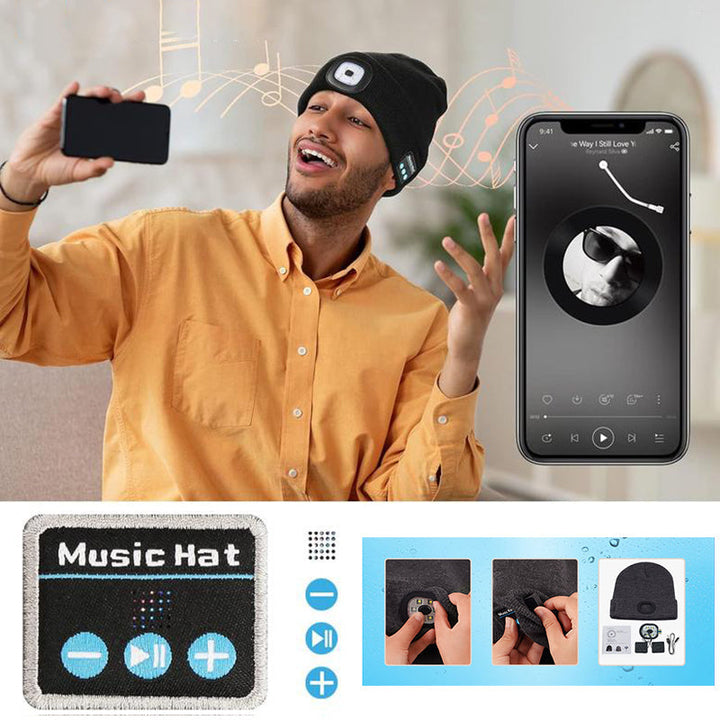Skanto | LED Bluetooth Beanie mit abnehmbaren Lautsprechern
