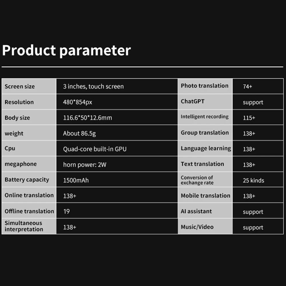 Skanto | S80 Pro Tragbarer Sprachübersetzer – 138 Sprachen Sprachübersetzung, 16 Offline-Modi & ChatGPT-Integration