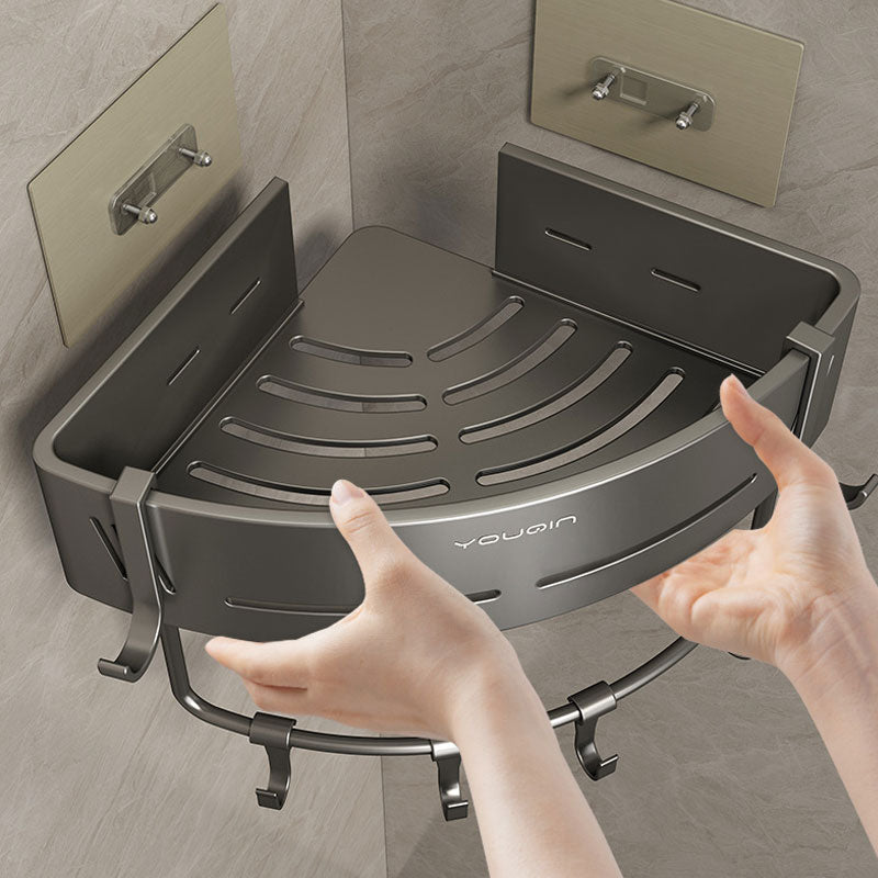 Skanto | EasyCorner Aluminiumregal – Selbstklebende Badhaken-Aufbewahrung ohne Bohren