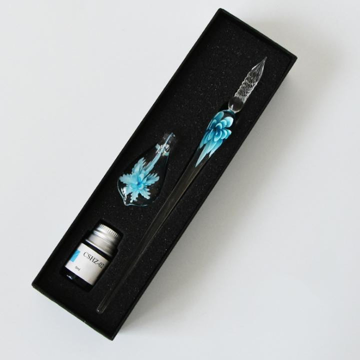 Glas-Kalligraphie-Stift-Set mit Tinte und Stifthalter