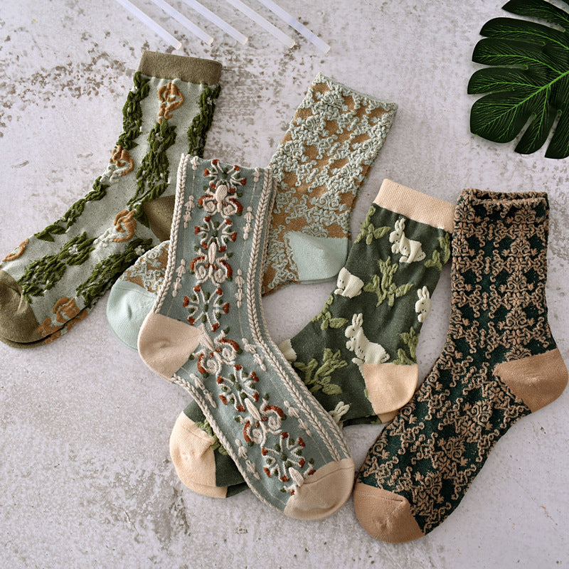 Skanto | Damen-Baumwollsocken mit Blumenmuster