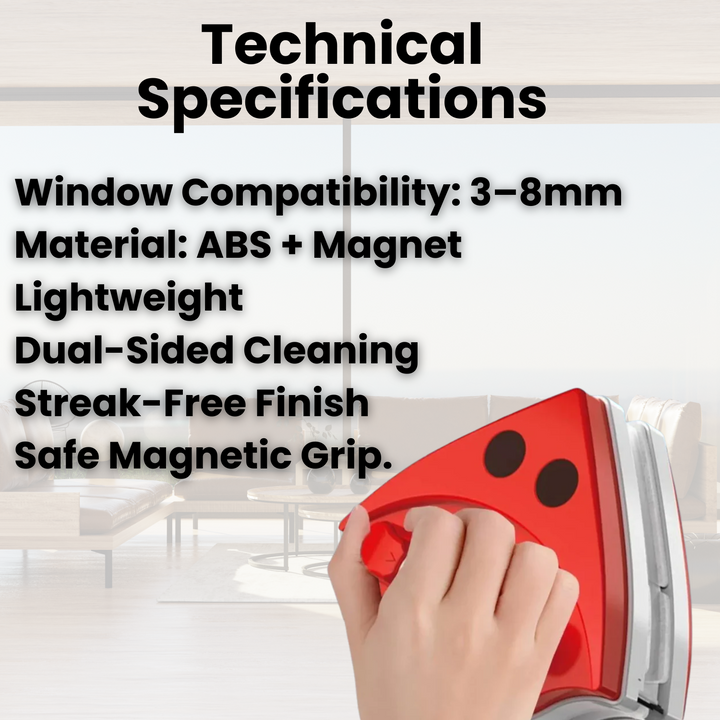 Skanto | Doppelseitiger magnetischer Fensterreiniger | Streifenfrei, effizient & ideal für schwer erreichbare Fenster (3-8mm)
