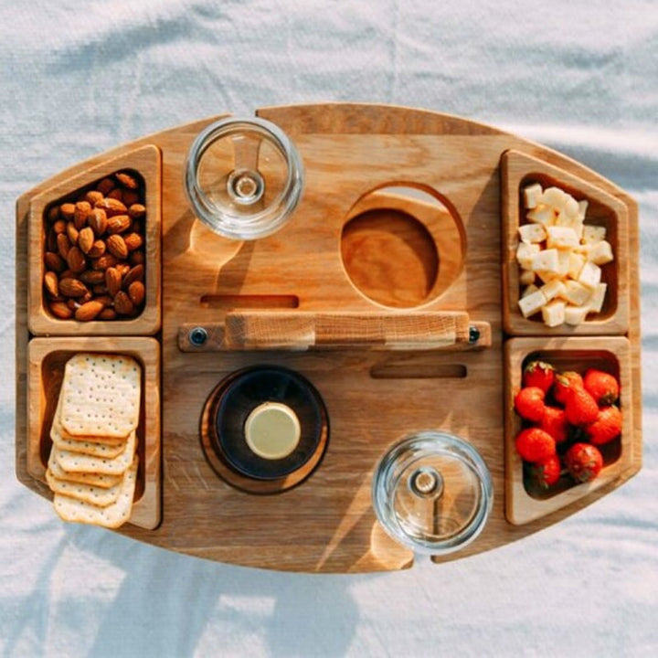 Skanto | Kompakter Picknicktisch mit Weinflaschenhalter