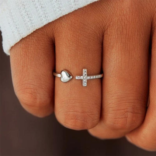 Skanto | Liebe S925 Sterling Silber Kreuzring