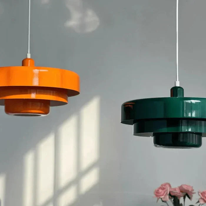 Vintage LED-Pendelleuchte | Mehrschichtiges Metall im nordischen Design | Mehrere Farben