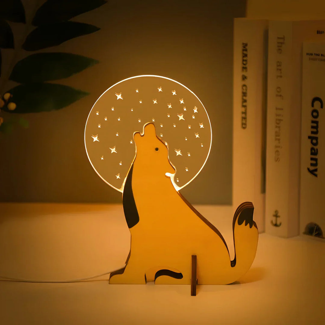 Skanto | Tierfiguren-Tischlampe aus Holz