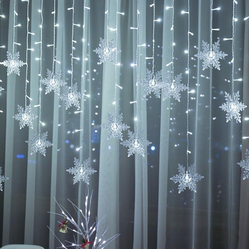 Skanto | LED-Lichtervorhang mit Schneeflocken | Innen- & Außenbereich