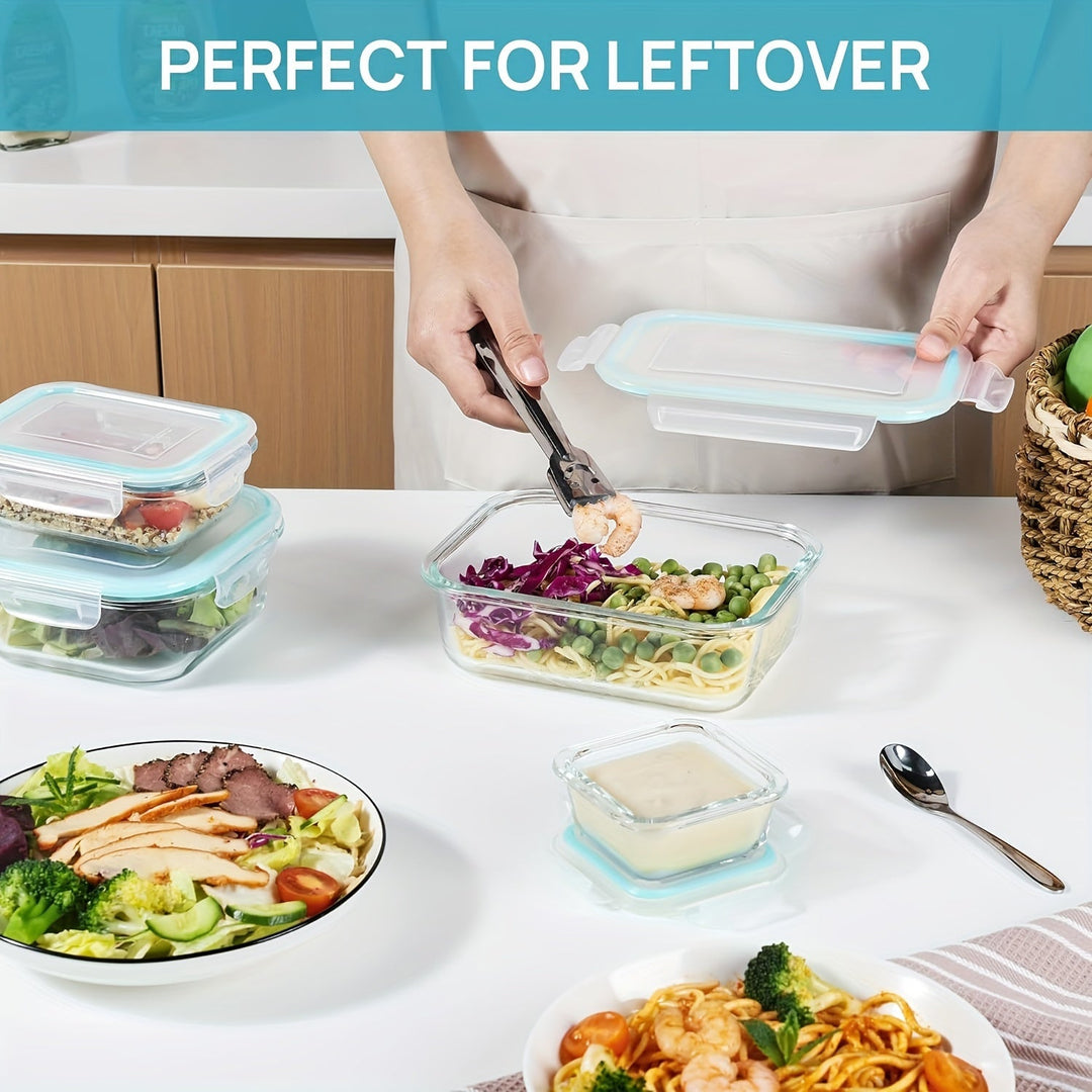 Skanto | 8er-Pack Glas-Lebensmittelbehälter – Luftdichte Meal Prep Bento Boxen mit auslaufsicheren Verschlussdeckeln, Mikrowellen-, Ofen-, Gefrier- & Spülmaschinenfest, BPA-frei