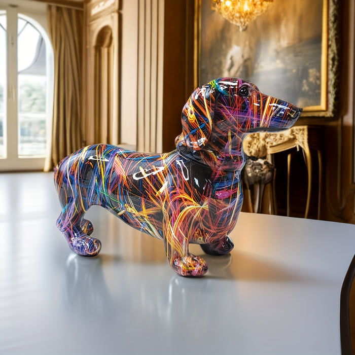 Skanto | Dachshund Glede – Farbenfrohes Dackel-Ornament für einen verspielten Akzent zu Hause