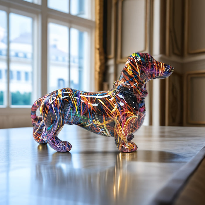 Skanto | Dachshund Glede – Farbenfrohes Dackel-Ornament für einen verspielten Akzent zu Hause
