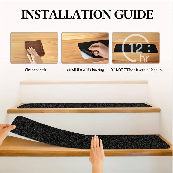 Skanto | Rutschfeste Treppenstufen 10er-Pack – 6"x24", 80-Grit, wetterfest