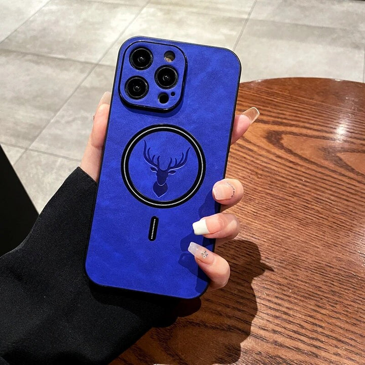 Skanto | Luxuriöse Hirschleder Apple iPhone Hülle | Magnetische Handyhülle, Kabellose Hülle, MagSafe, Kabelloses Laden, Schutzhülle, Cover für iPhone 15, 14, 13 Pro Max Plus