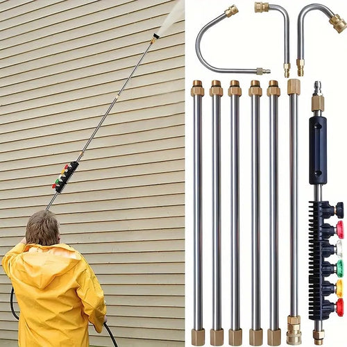 Skanto | 4000 PSI Teleskop-Hochdruckreiniger-Stab-Kit für einfache Dachrinnen-, Dach- und Wandreinigung