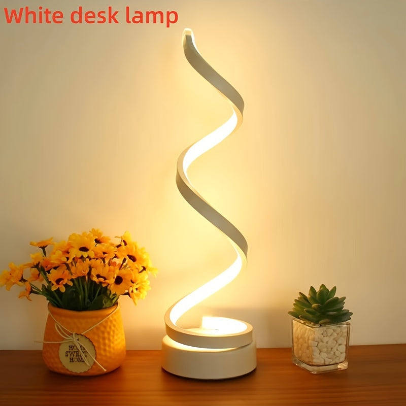 Skanto | Moderne Spiral-Tischlampe – Kreative LED-Schreibtischlampe mit sanftem warmem Licht, perfekt für Schlafzimmer-, Wohnzimmer- und Arbeitszimmer-Dekoration