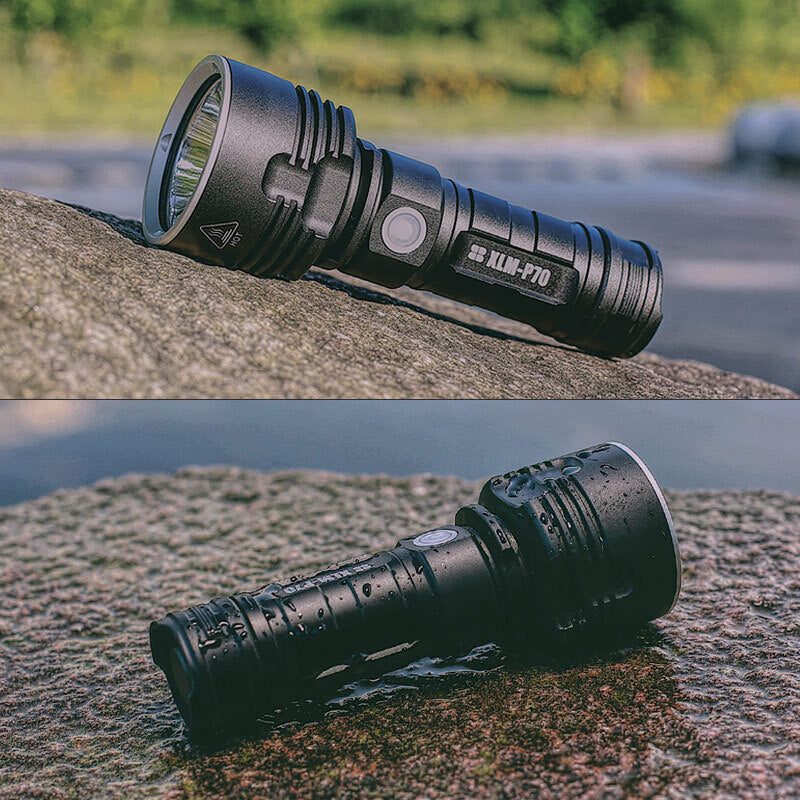 Skanto | Hochleistungs-wasserdichte LED-Taschenlampe | 30.000–50.000 Lumen wiederaufladbare Fackel