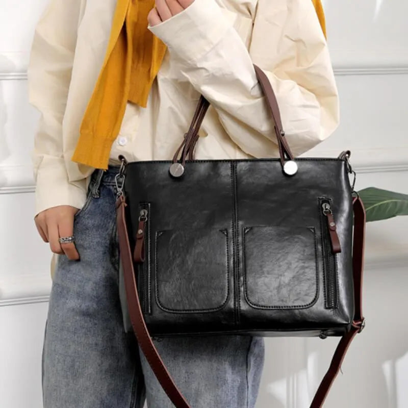 Skanto | Elly – Vintage Leder-Schultertasche für Damen | Handgefertigt und elegantes Design