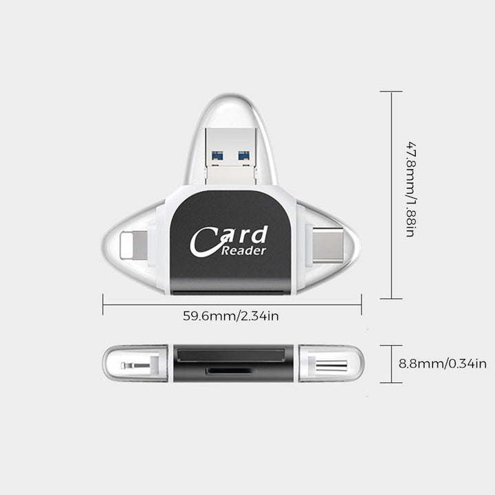 Skanto | 4-in-1 Universal SD TF Kartenleser mit mehreren Anschlüssen