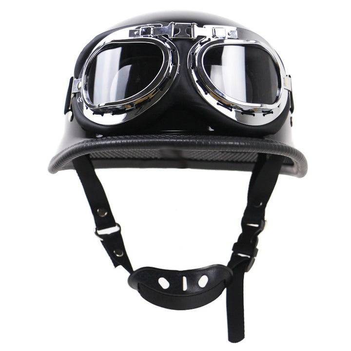 Retro Halbschalenhelm Motorradschutz mit Brille Skanto