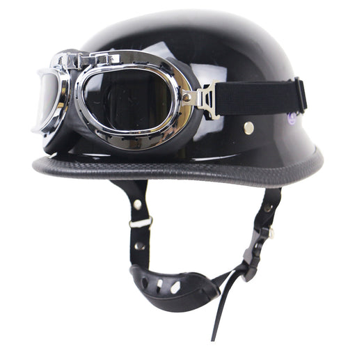 Retro Halbschalenhelm Motorradschutz mit Brille Skanto