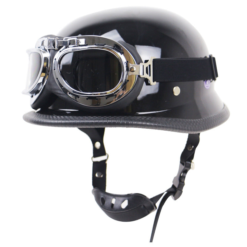 Retro Halbschalen-Motorradhelm mit Brille Skanto