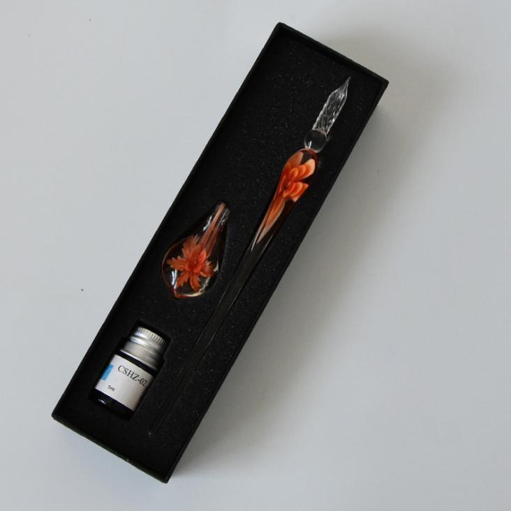 Glas-Kalligraphie-Stift-Set mit Tinte und Stifthalter