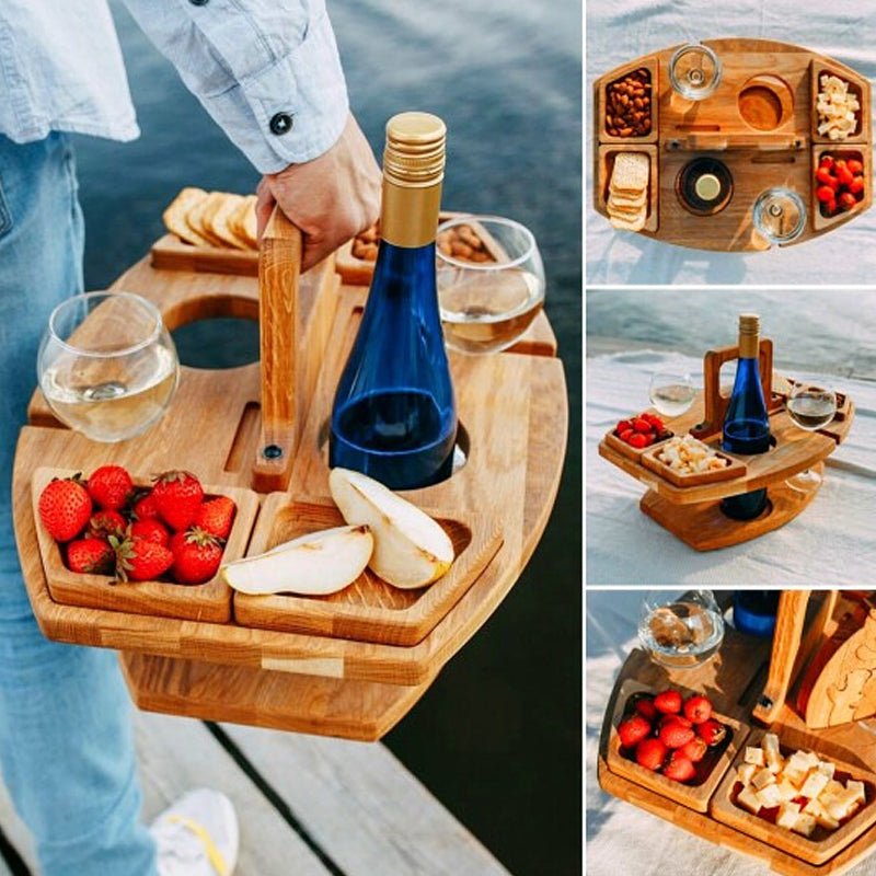 Skanto | Tragbarer Picknick-Weintisch aus Holz – WineNest