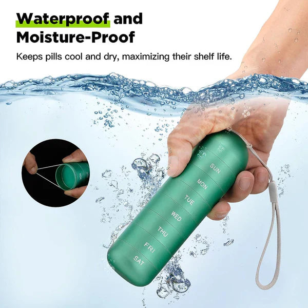 Skanto | MediSafe Weekbox – Wasserdichter Aluminium-Pillenorganizer mit 7 Fächern
