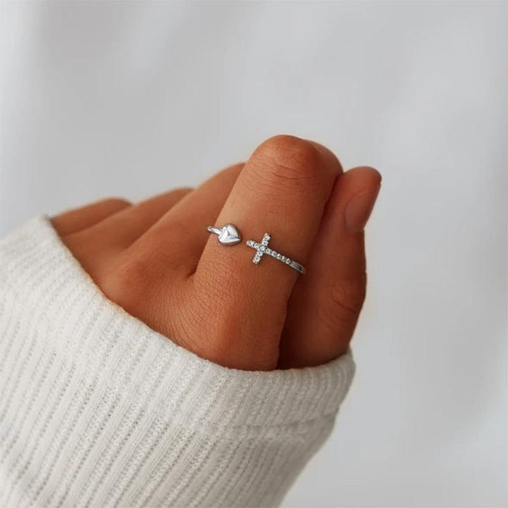 Skanto | Liebe S925 Sterling Silber Kreuzring