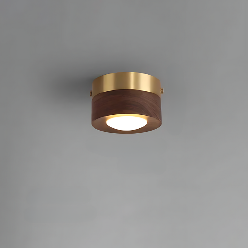 Skanto | Walnuss-Deckenleuchte mit LED-Spotlight