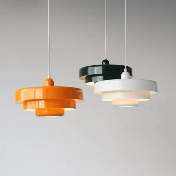 Vintage LED-Pendelleuchte | Mehrschichtiges Metall im nordischen Design | Mehrere Farben