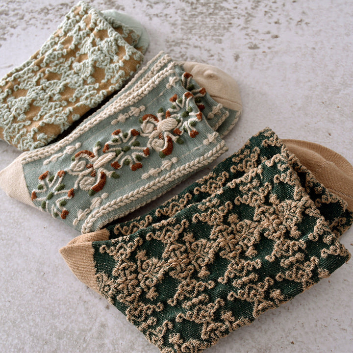 Skanto | Damen-Baumwollsocken mit Blumenmuster