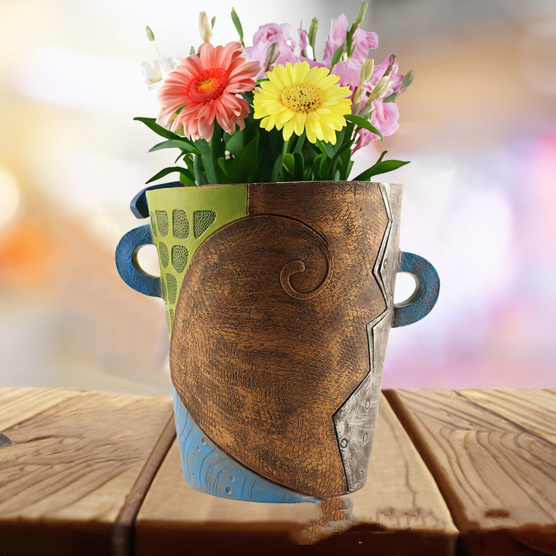Skanto | Bunter Gesichts-Blumentopf – Kreative Dekoration für Haus und Garten