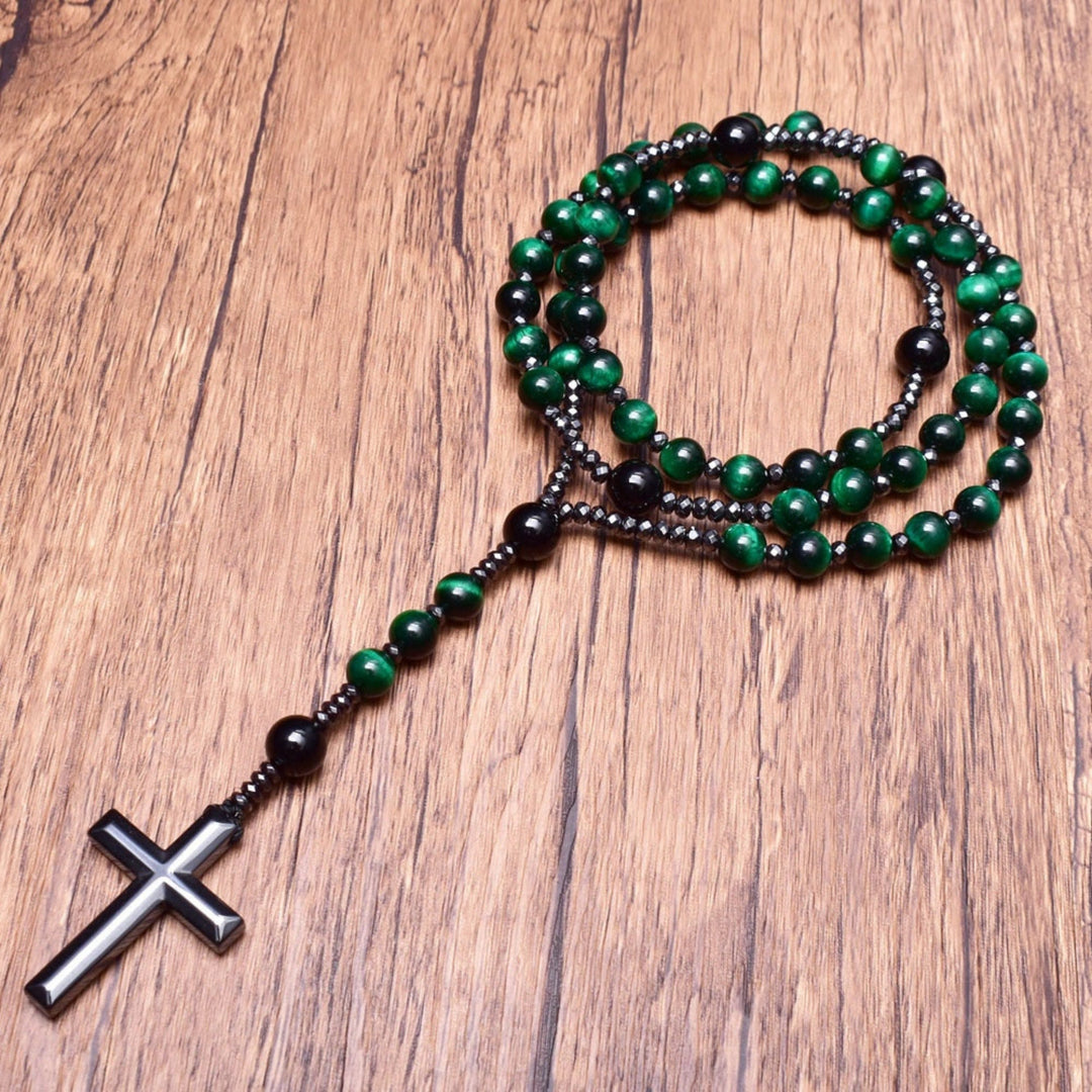 Skanto | Orion Spirituelle Halskette mit Tigerauge & Lapislazuli – Herren-Rosenkranz