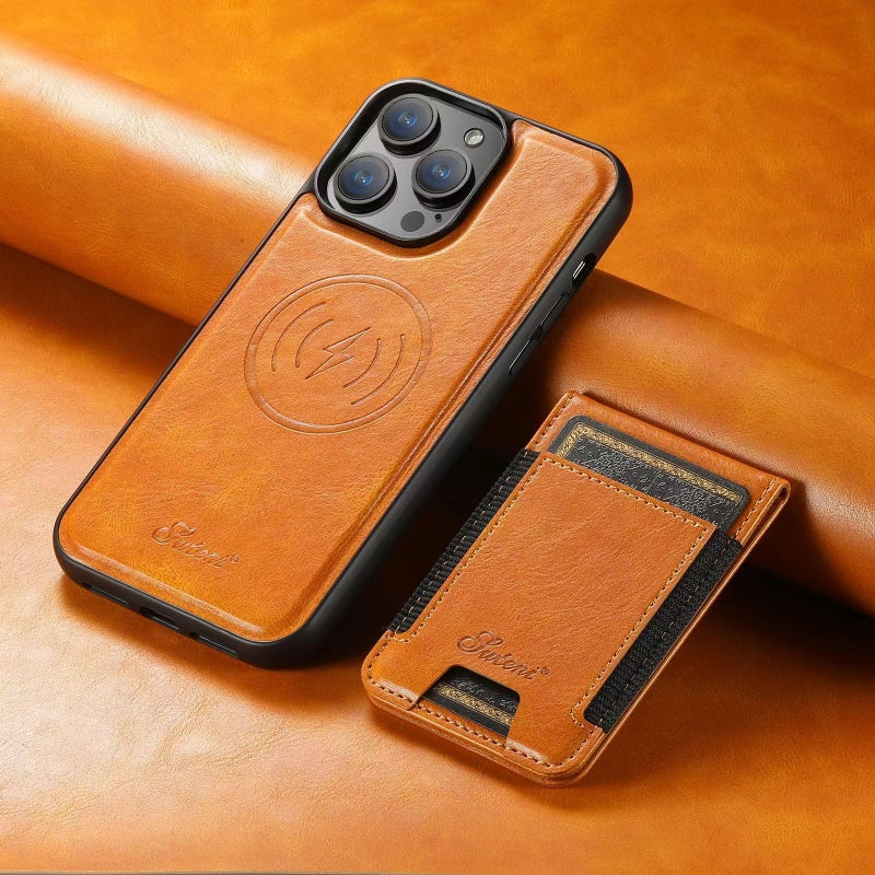 Skanto | LuxCase Leder Handyhülle mit Kartenfach und Ständer – Passend für iPhone