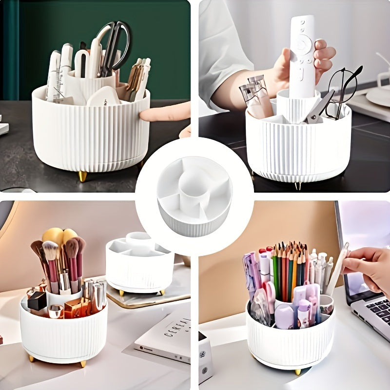 Skanto | GlamSpin – 360° drehbarer Make-up- & Schreibtisch-Organizer mit 5 Fächern