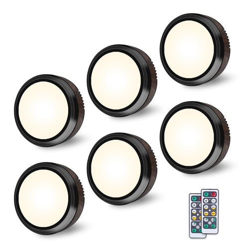 Skanto | Leastyle LED Puck-Leuchten mit Fernbedienung, Dimmbare batteriebetriebene Unterbauleuchten - 6er-Pack Naturweiß
