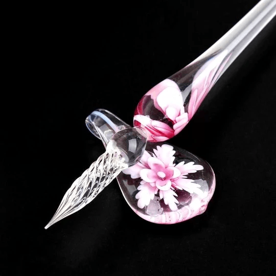 Glas-Kalligraphie-Stift-Set mit Tinte und Stifthalter