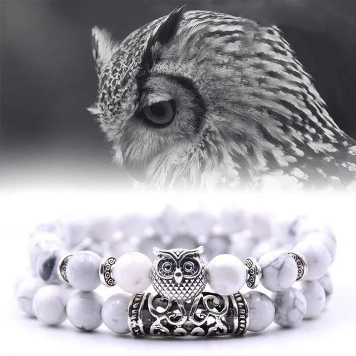 Skanto | Eulen-Charm Natursteinarmband
