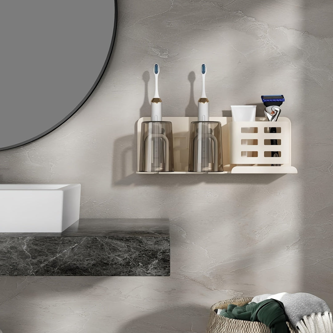 Skanto | BristleHub Wandmontierter elektrischer Zahnbürstenhalter – Aluminium-Badezimmer-Organizer mit Ablauflöchern