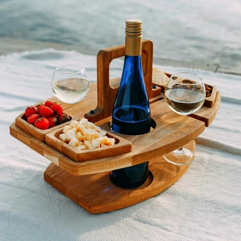 Skanto | Kompakter Picknicktisch mit Weinflaschenhalter