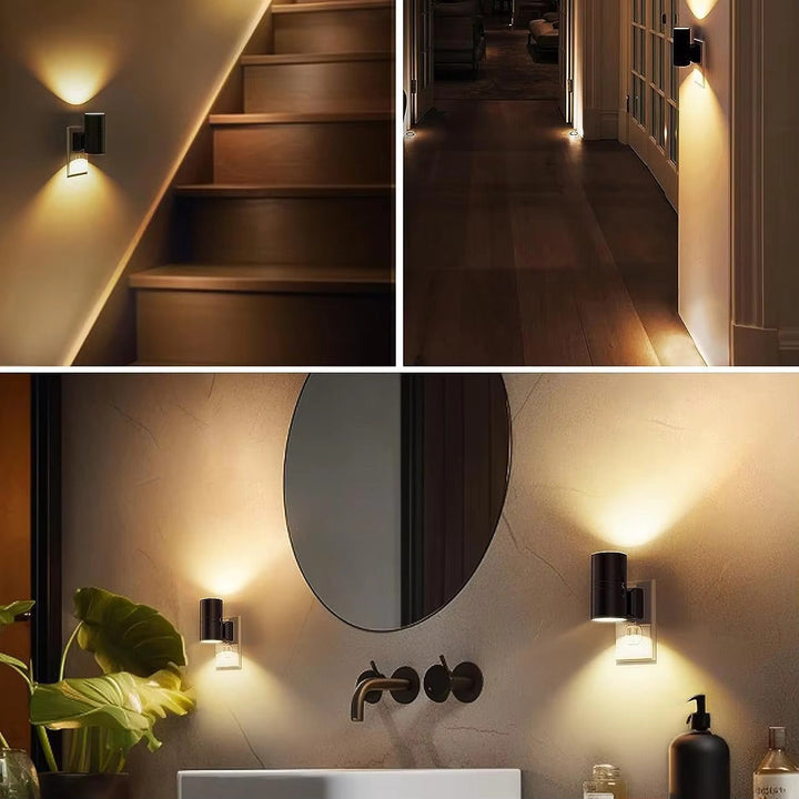 Skanto | Luxuriöses Plug-In Ambiente-Nachtlicht – Dimmbare LED-Wandleuchte mit Sensor (3000K warmes Licht)