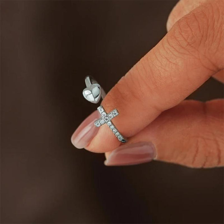 Skanto | Liebe S925 Sterling Silber Kreuzring