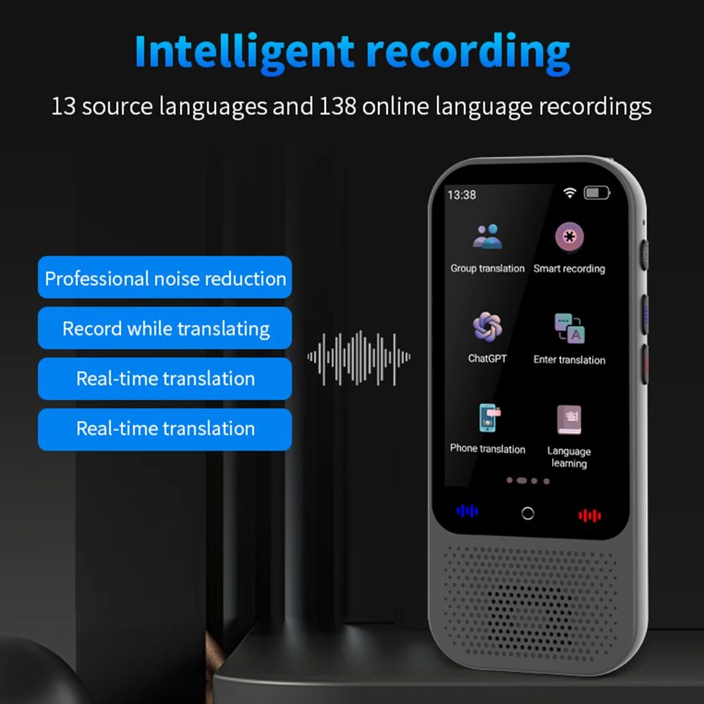 Skanto | S80 Pro Tragbarer Sprachübersetzer – 138 Sprachen Sprachübersetzung, 16 Offline-Modi & ChatGPT-Integration