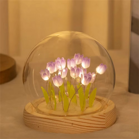 Skanto | Handgemachte Künstliche Tulpen-LED-Nachtlicht-Tischlampe für Schlafzimmer und Geschenkdeko